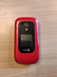 Consumer Cellular Doro DFC-0180 Red Burgundy Flip Phone (No charger) - Picture 1 of 2