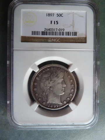 1897-P Barber Half Dollar, NGC F-15 Cover