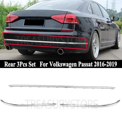 For Volkswagen Passat 2016-2019 Chrome Bumper Side Molding Rear Left Right 3pcs - Image 1 of 4