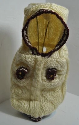 Invierno Blanco Pequeño Tejido Suéter Ropa para Perros Suéter con Capucha y Bolsillo Foto 1 de 4