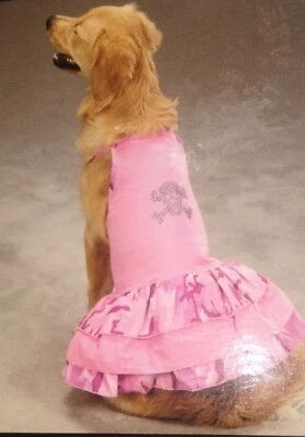 ZACK & ZOEY собаки размер средний розовый камуфляж череп скрещенные кости блестящее платье легко на новый с Ярлыками - Изображение 1 из 4