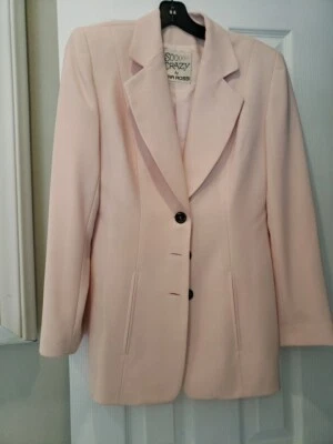 Vintage Light Pink Formal Blazer Rena Rossi So Crazy M Business Career Jacket - Image 1 of 4