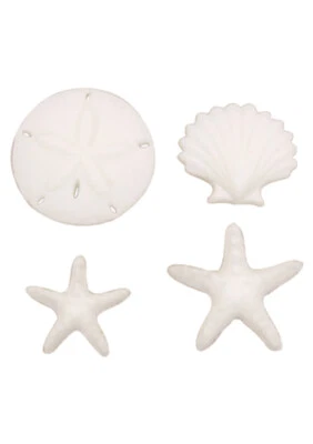Summer Ocean  Sugar Top Decor - Sand dollar, Shells, Starfish - White, 24 pk - Image 1 of 3