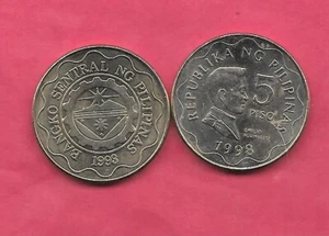 PHILIPPINES  KM272 1998 UNCIRCULATED-UNC MINT OLD LARGE 5 PISO CIRCULATED COIN - Picture 1 of 1