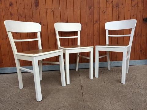 50er Vintage Dining Room Chair Frankfurt Kitchen Chair Kneipenstuhl Shabby 1/3 Cover