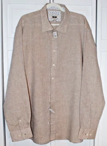 JOSEPH ABBOUD MEN'S TAN LINEN BLEND SHIRT BIG & TALL SZ 2XLT NWT - Picture 1 of 3