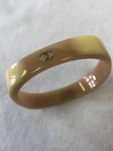 CHANEL Bangle Bracelet Beige CoCo Mark Simple Inner Diameter: 2.6 in. - Picture 1 of 6