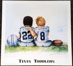 TEXAS TODDLERS Emmitt Smith Troy Aikman Kenneth Gatewood Art 18x20 POSTER Print - Picture 1 of 1