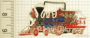 Black leather strap pocket watch fob, silver-plated C.P. Huntington locomotive - Picture 1 of 2