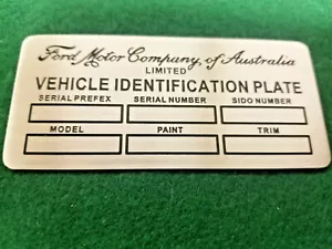 Australian Built Ford Data Plate acid etched aluminum - Picture 1 of 6