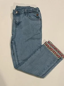 Matilda Jane Girl’s Straight Fit Stretch Denim Jeans with Flower Trim Size 8 - Picture 1 of 4