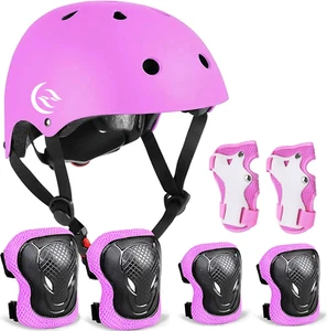 Kids Bike Helmet Skateboard Knee Pads - Kids Helmet Elbow Pads Wrist Guards Adju - Picture 1 of 12