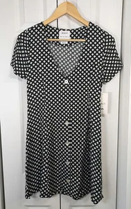 RVCA NWT Women's Size XS Shirt Dress Black White Polkadot - Picture 1 of 5