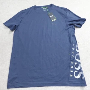 Hugo Boss Shirt 3XL Blue Spellout Performance Slim Fit Tech Tee NEW - Picture 1 of 9