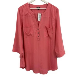 Neu mit Etikett Torrid Harper Challis Damenpullover 3/4-Arm Bluse in Teaberry Größe 3 - Bild 1 von 6