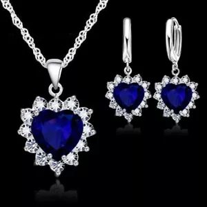 3pcs/set Heart-shaped Necklace Earrings Bridal Jewelry Set for Women Jewelry - Bild 1 von 16
