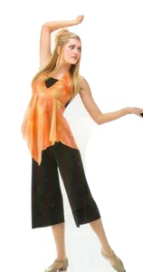Taking Chances Adult Large Lyrical Dance Costume Gaucho Jumpsuit w/Overlay - Picture 1 of 3