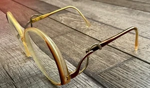 Vintage 70s 80s Drop Arm Eyeglasses Frames Oversized Hipster Caramel Brown FRAME - Picture 1 of 5