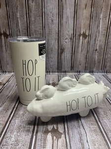 Taza aislante Rae Dunn y conejitos de cerámica “Hop To It” Pascua Primavera Nuevo - Imagen 1 de 4