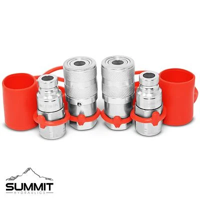 1/4" NPT Flat Face Hydraulic Quick Connect Coupler / Coupling & Plug, 2 Sets - Image 1 of 4