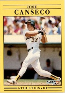 1991 Fleer Baseball Card Jose Canseco Oakland Athletics #5