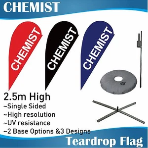 2.5m Outdoor CHEMIST Flag Teardrop Banner Teardrop Flags with Base - Picture 1 of 5
