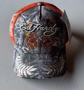 Ed hardy hat trucker cap mens one size snapback real tree embroidered New - Picture 1 of 11