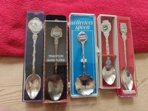 Ornate Spoons Various Countries Silver Plated. X5 - Picture 1 of 6