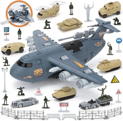 Military Airplane Toy Army, Toys Fighter Jet with 8 Vehicles Army Men, Trucks Ai — 第 1/2 张图片