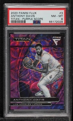 2020-21 Panini Flux Titan FOTL Purple Scope Prizm /38 Anthony Davis #3 PSA 8 - Image 1 of 2