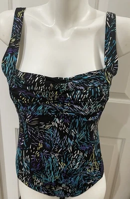 Calvin Klein Swimwear One Piece Swimsuit Bathing Suit Size 12 Black White Teal - Image 1 of 4