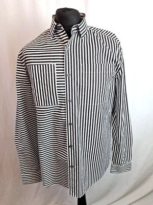 Jasper Conran Striped Shirt Pockets Smart Casual Black White Large A3001 - Image 1 of 4