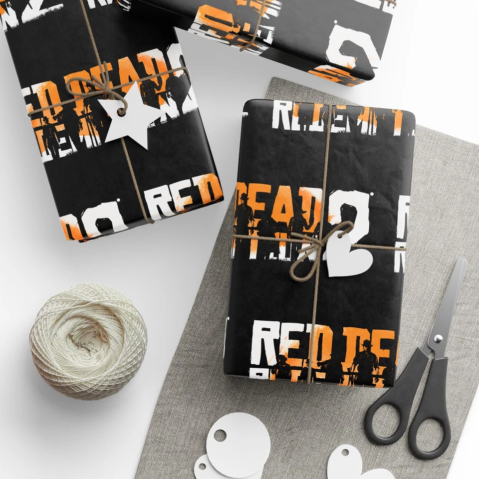 Papéis de embrulho para presente de aniversário feriado videogame Red Dead Redemption 2 PS PC - Imagem 1 de 1