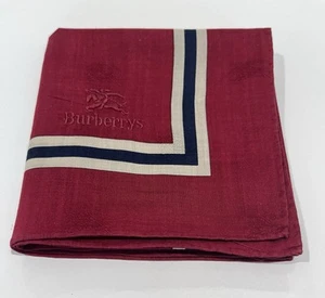 BURBERRY HANDKERCHIEF ART LOGO PLAIN RED COTTON MEN'S POCKET SQUARE 18” - Picture 1 of 9