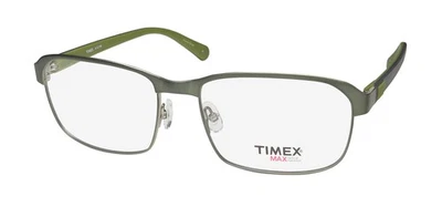 NEW TIMEX 4:52 PM EYEGLASS FRAME FULL-RIM OL 57-17-147 GREEN MENS SQUARE METAL & - Image 1 of 4