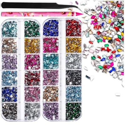 7000 piezas de diamantes de imitación multicolores para kit deslumbrante, piedras preciosas para uñas 12 colores Foto 1 de 4