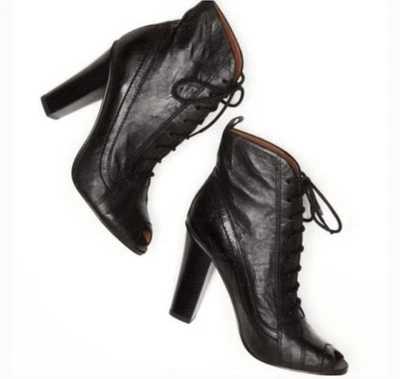 Sam Edelman Open Toe Lace Up Black Leather Bootie Peep Toe Sz 8.5 Venice 109764 - Image 1 of 4