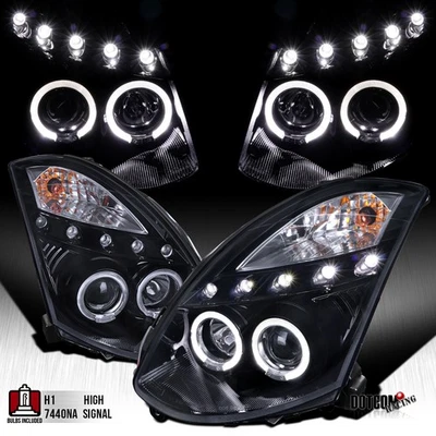 Fit 2003-2007 Infiniti G35 Coupe LED Halo Projector Headlights Lamps Black/Smoke Foto 1 de 4