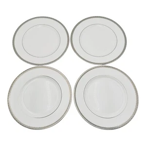 Lenox Lace Couture Fine Bone China 11" Dinner Plate Platinum Trim Set Of 4 NEW - Picture 1 of 10