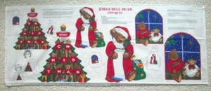 Jingle Bell Bear Christmas Applique fabric panel decor Santa Bear window tree - Bild 1 von 3