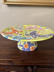 Vicki Carroll Spring Bunny Rabbit Flowers Design Cake Stand by Magnolia Lane - Picture 1 of 9