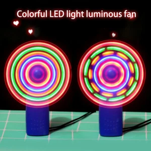 Mini Fan Luminous Toy Colorful Lights Handheld Electric Cooling Fan LED Li&*x - Photo 1/6