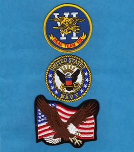 US NAVY USN Seal Team 6 SEALS Coser en hierro en MILITARIA PATCH SET 3 Pcs Nuevo - Imagen 1 de 1