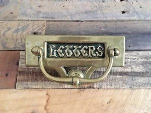 RECLAIMED ANTIQUE BRASS DOOR KNOCKER ART NOUVEAU LETTER BOX MAIL POSTING SLOT - Picture 1 of 8