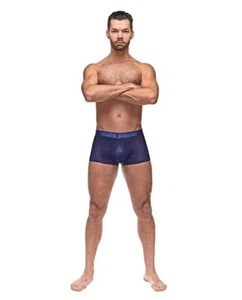 Male Power Blue Diamond Mesh Mini Shorts MD Sexy Men's Sheer Underwear - Picture 1 of 4