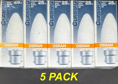 5 x 25W Pearl Candle Light Globes Bulbs Lamps Incandescent B22 Bayonet Cap BC - Image 1 of 2
