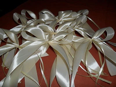 20 Antennenschleifen, Deko Schleifen, Hochzeit, Autoschmuck,- Türschmuck - creme - Bild 1 von 3