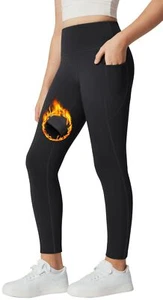 Girls Fleece Lined Leggings High Waisted Yoga Pants with Pockets Winter Leggi... - Picture 1 of 6