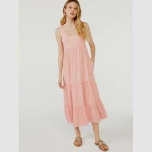 Scoop Women's Sleeveless Tiered Midi Sundress, Pink, Small (4-6) - Picture 1 of 5
