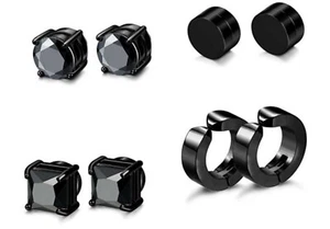 Juego de 4 pares de pendientes Huggies de cristal magnético falso SIN piercing oreja agujero tachuelas - Imagen 1 de 27